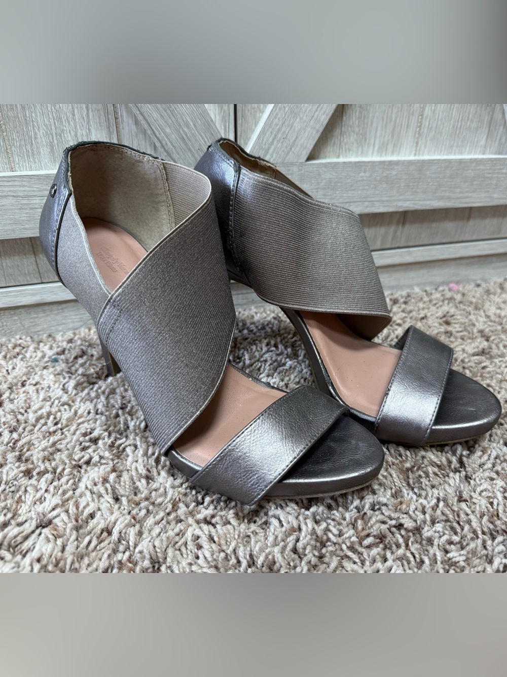 Simply Vera Vera Wang Criss Cross Strappy Stiletto Heeled Sandals Pewter (9)